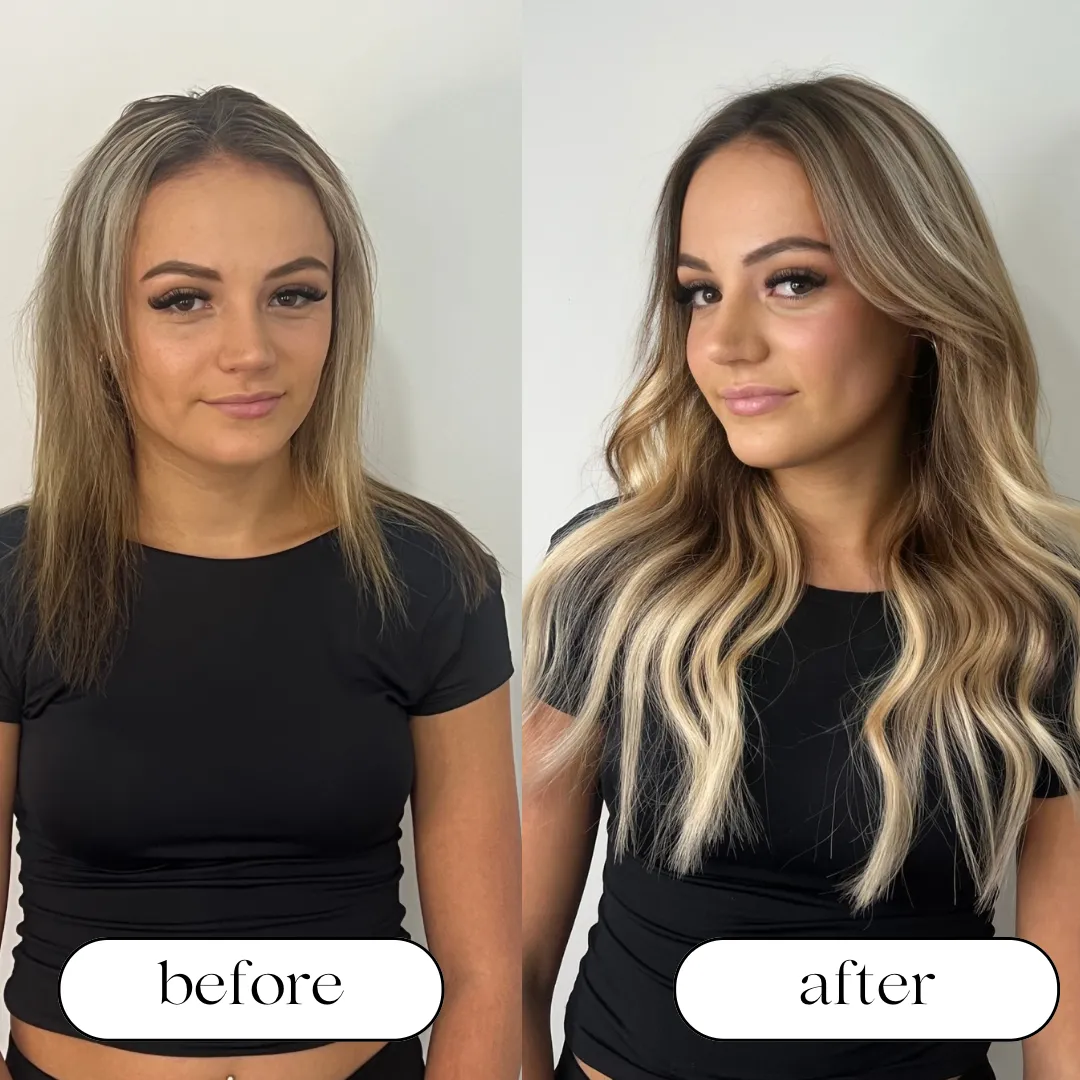 Miss Pia Hair before and after extension transformation