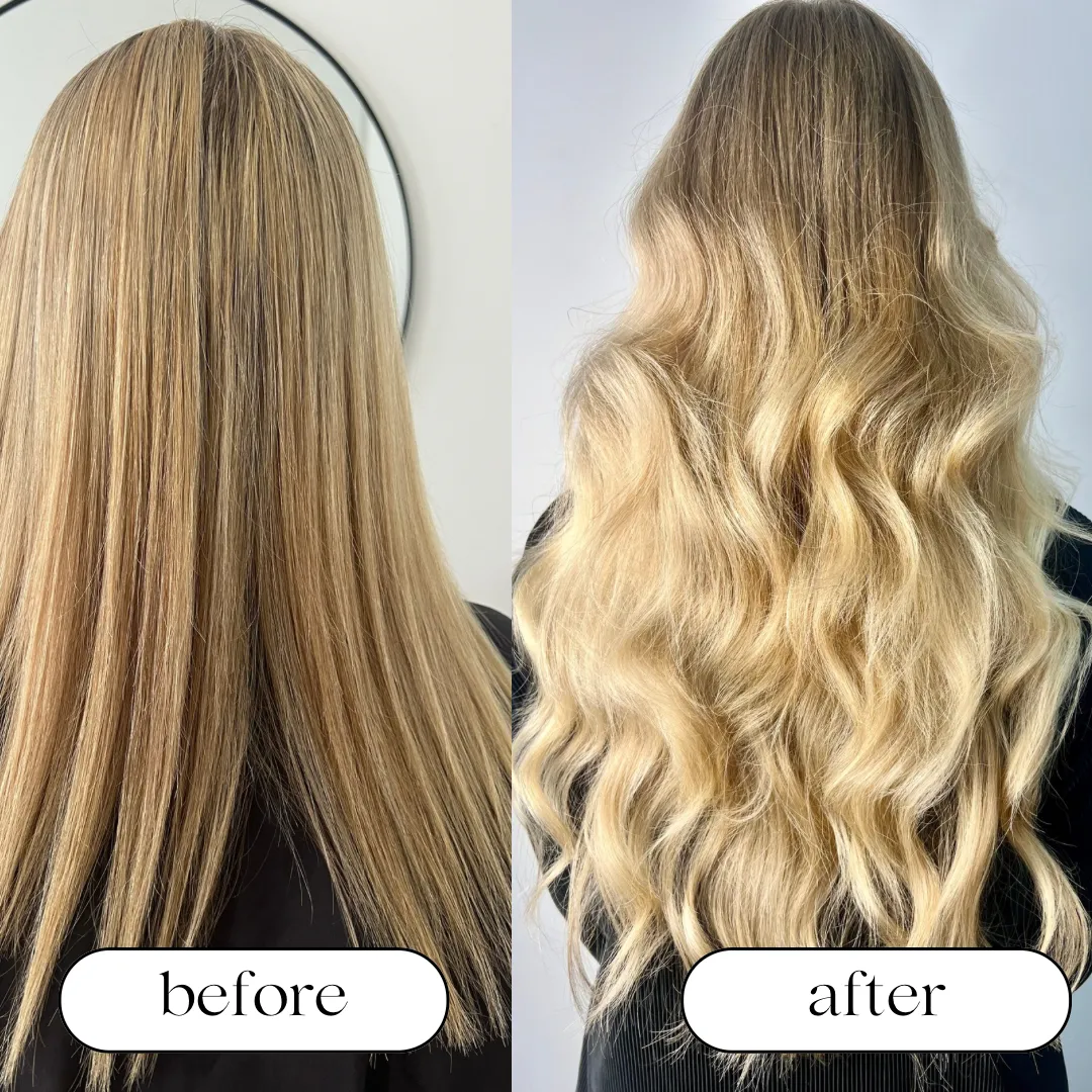 Before and after hair extension transformation 3
