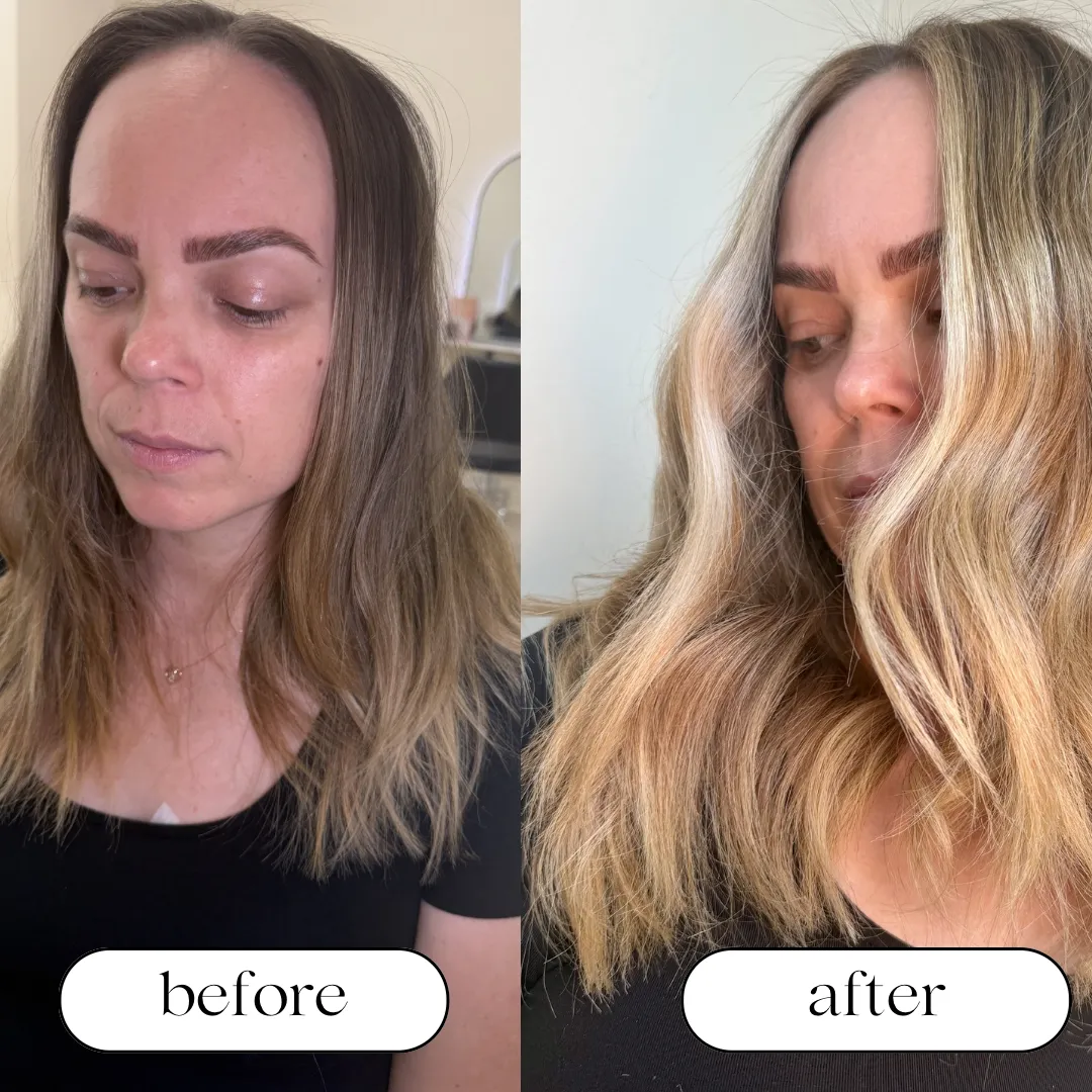 Before and after hair extensions in Adelaide